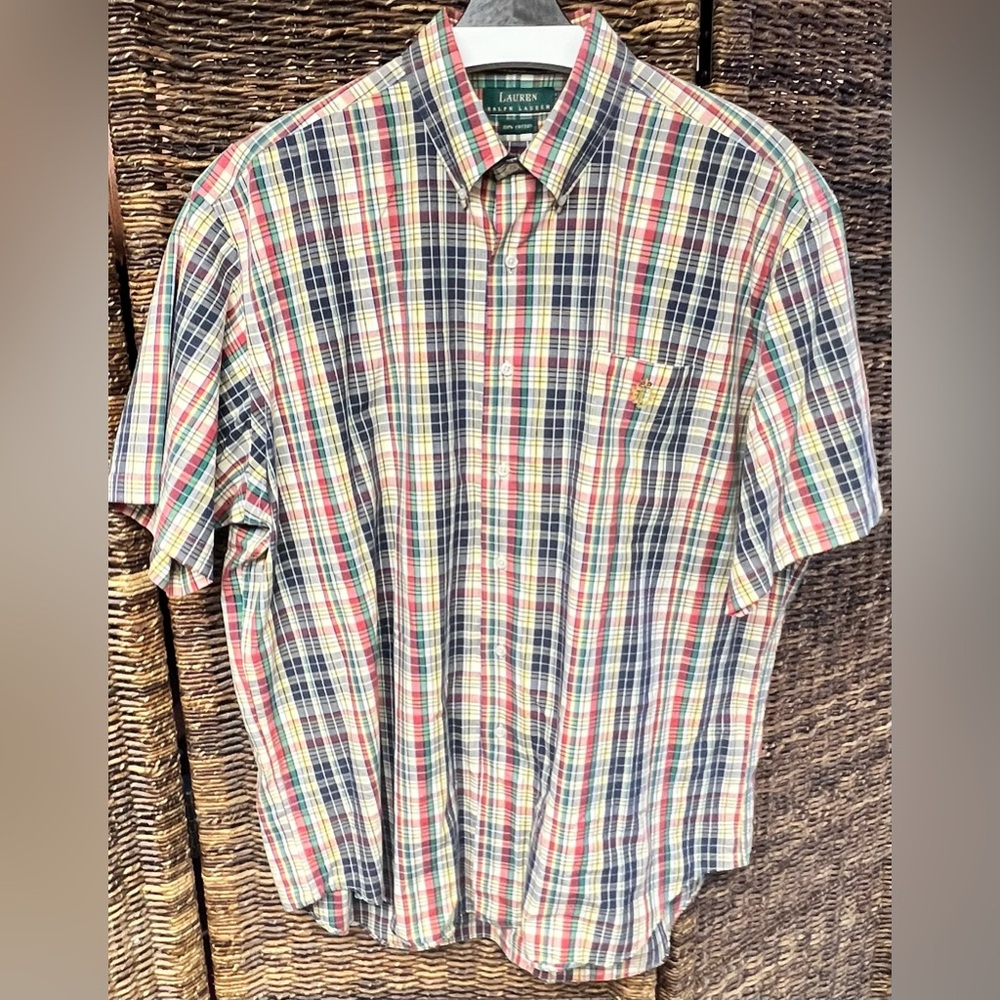 Polo by Ralph Lauren Men's Multicolor Plaid Shirt- Crown embroidered on‎ left-XL